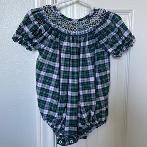 Smocked Plaid Bubble Romper
